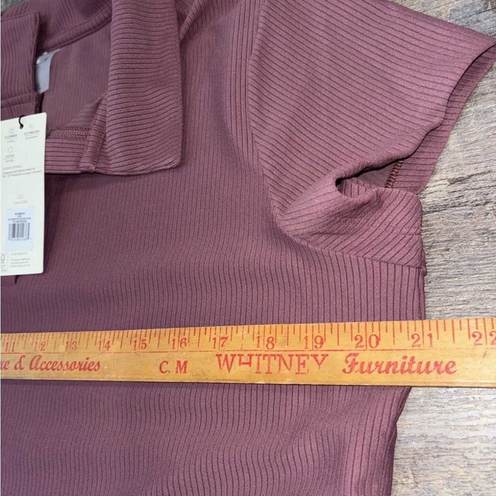 CALIA Golf XXL Women's Ribbed Johnny Collar Polo Plum Raisin NWT - Picture 7 of 9